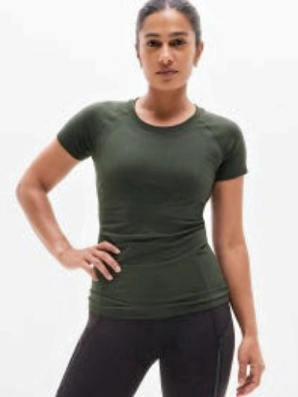 Athleta Momentum Seamless Tee Short Sleeve Athletic Tee NWT Color Elm Size 2X
